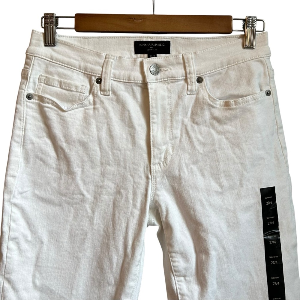 NWT Banana Republic MID-RISE SKINNY JEAN Women SZ 27 in Pure White - Picture 3 of 8